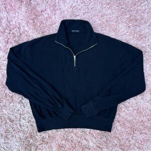 brandy melville oversized navy blue thermal/waffle quarter zip pullover, OS